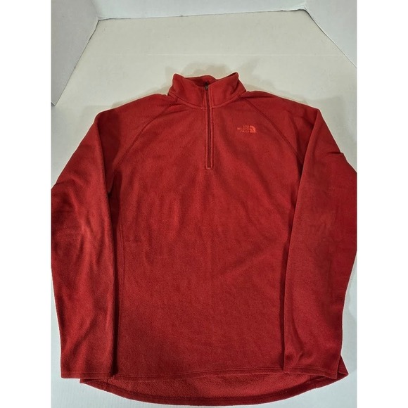 The North Face Mens L Pullover Fleece Quarter Zip Jacket Red - Picture 3 of 10